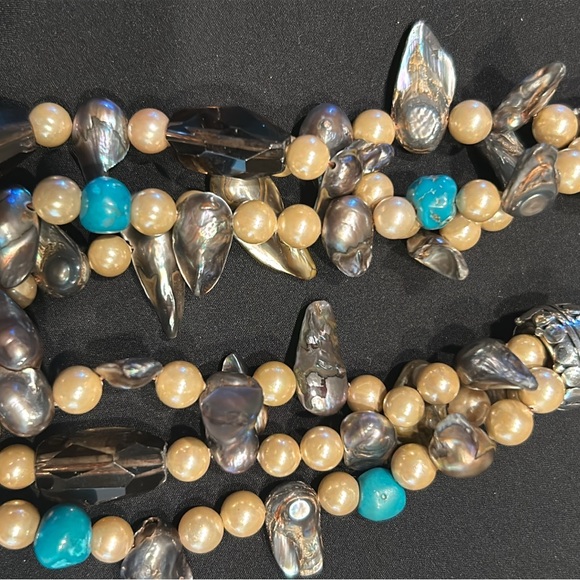 Deb Guyot Turquoise, Abalone and Pearl Bead Necklace w/Sterling Silver Accents - Picture 3 of 6